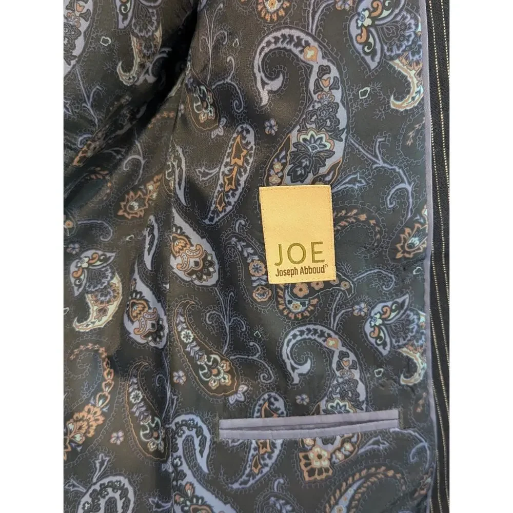 Joe Joseph Abboud Mens 38L Black Linen Pinstripe 2 Button Blazer Jacket NWOT